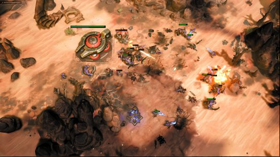 Stormgate - gameplay of the Human Resistance fighting the Infernal Host in the RTS game.