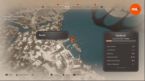 An orange pin shows the location of the AC Mirage Zanj Uprising outfit on board a ship.