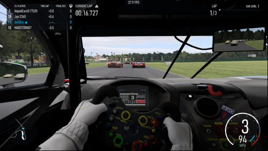 Forza Motorsport in-game screenshot showcasing poor frames per second