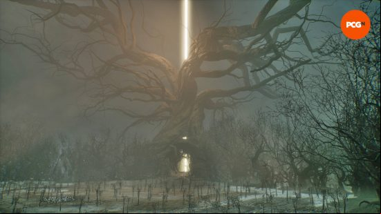 One of the Lords of Fallen beacons is in the Forsaken Fen, nestled within the giant tree in the middle of a swamp.