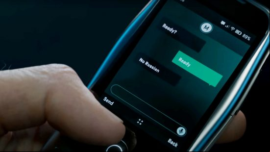 An image of a phone in MW3, with a test reading "No Russian", alluding to one of the Modern Warfare 3 missions.
