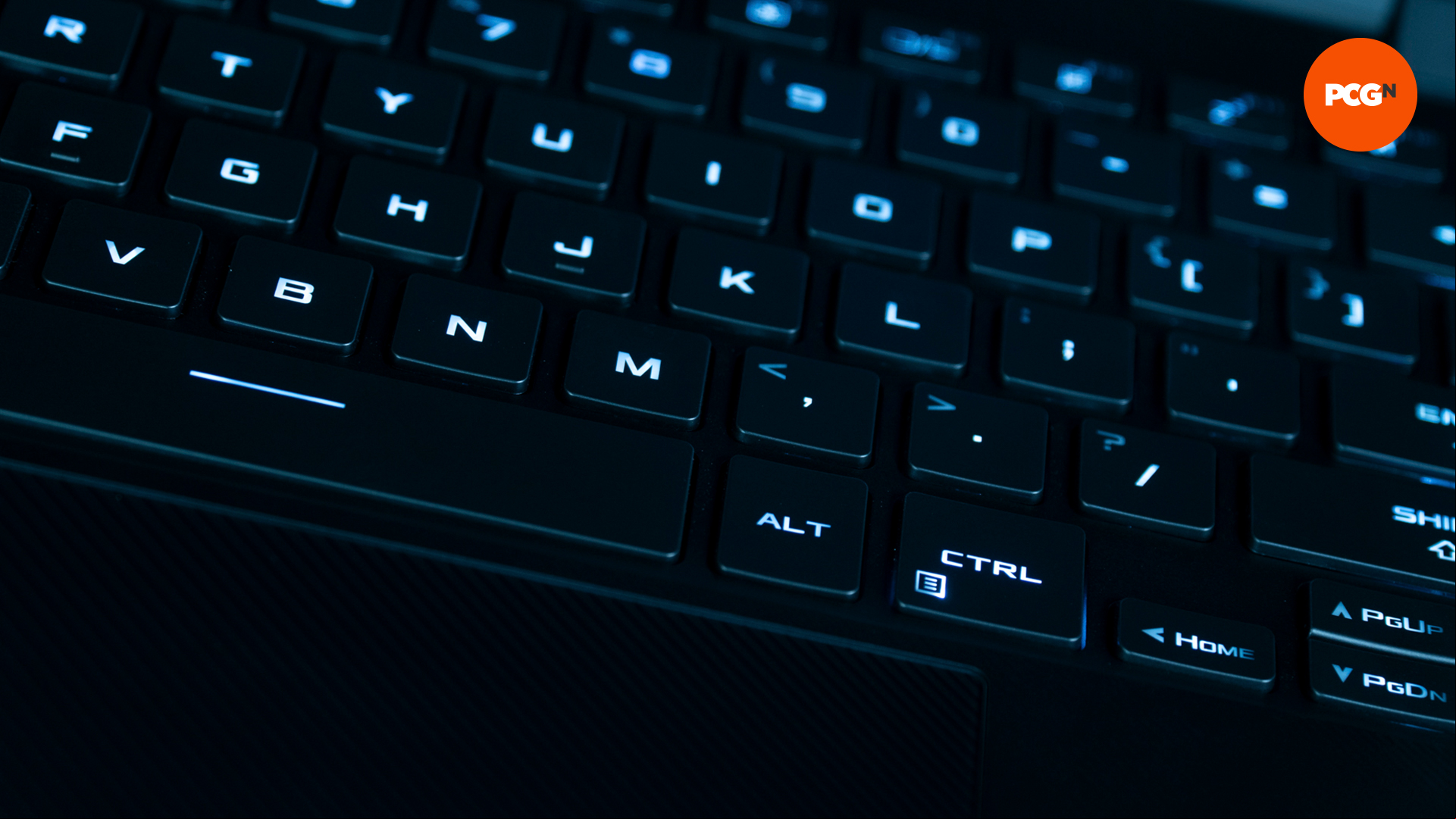 Close-up view of the Asus Rog X13 laptop keyboard
