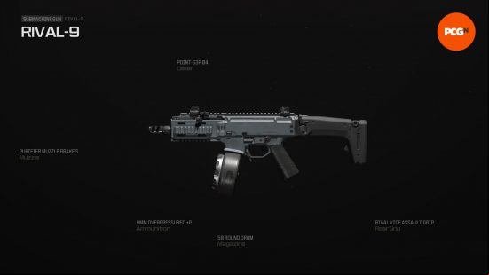 Best Rival-9 loadout: a small submachine gun with a drum magazine.