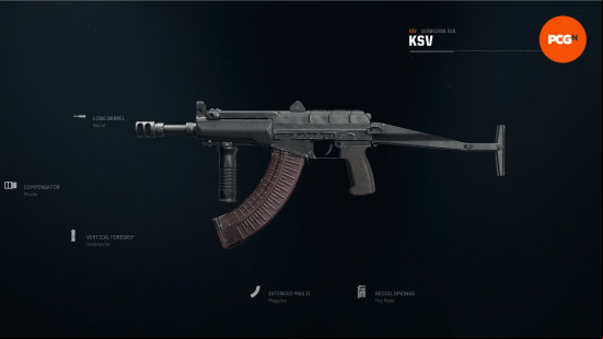 Best Warzone SMGs: a small fully automatic gun with a thick, curved magazine.