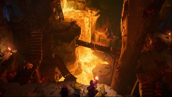 Lego Fortnite caves extend deep underground in the Lego Fortnite map