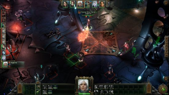 rogue trader soldier using flame shot against xenos