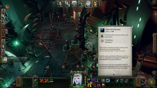 officer using voice of command in rogue trader