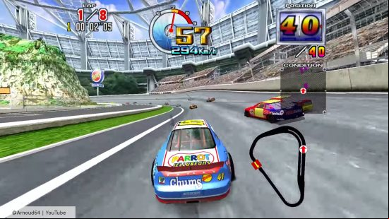 The rear view of Sega classic Daytona USA