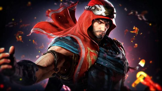 Shaheen is one of the Tekken 8 characters and is wearing robes with a red headscarf.