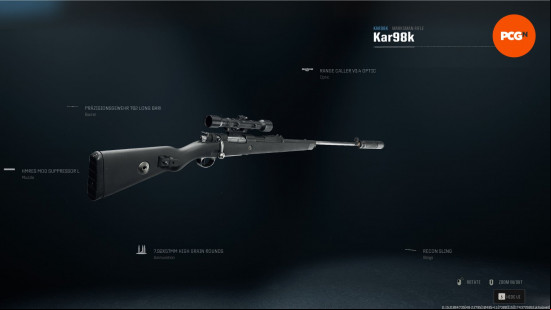 Best Warzone sniper rifles: a thin sniper rifle with a large scope.
