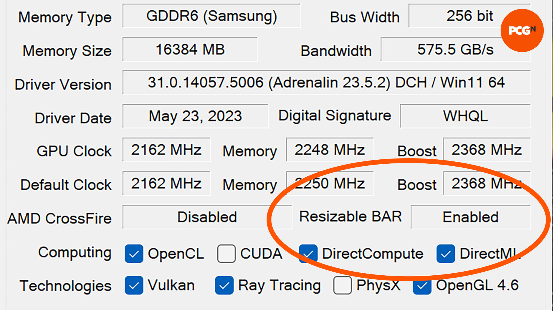 How to enable resizable BAR: GPU-Z screenshot
