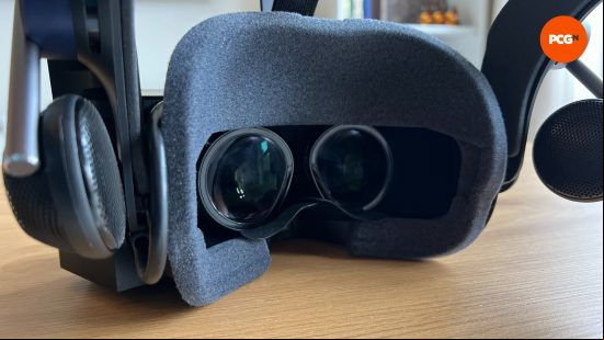 Lens closeup of the Pimax Crystal 