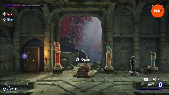 The Prince of Persia The Lost Crown Mystery Chest in the Soma Tree with the puzzle solution revealed.