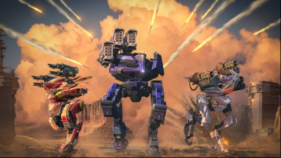 Best laptop games: War Robots. Image shows a group of robots on the battlefield.