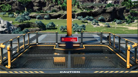 Best Satisfactory mods: an elevator from the Linear Motion mod.