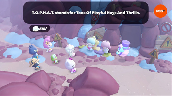 A group of Sanrio characters sit together in Hello Kitty Island Adventures, one of the best PC games like Animal Crossing.