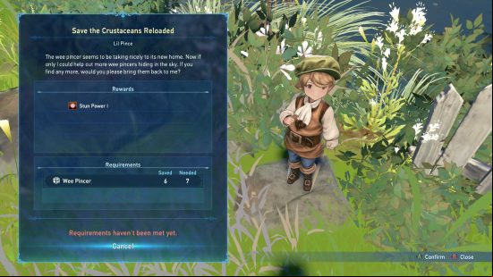 granblue-fantasy-relink-wee-pincers-npc The Wee Pincer quest screen in Granblue Fantasy Relink.