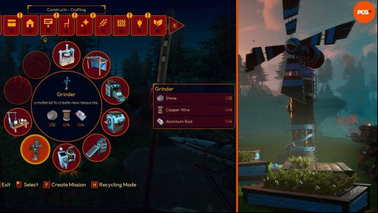 The Grinder craft window in Lightyear Frontier used to turn Red Crystals into Red Crystal Dust.