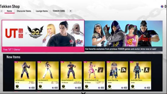 Tekken 8 Tekken Shop for microtransactions of clothing and skins
