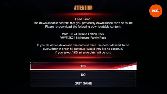 WWE 2K24 DLC bug: An error message in wrestling and sports game WWE 2K24