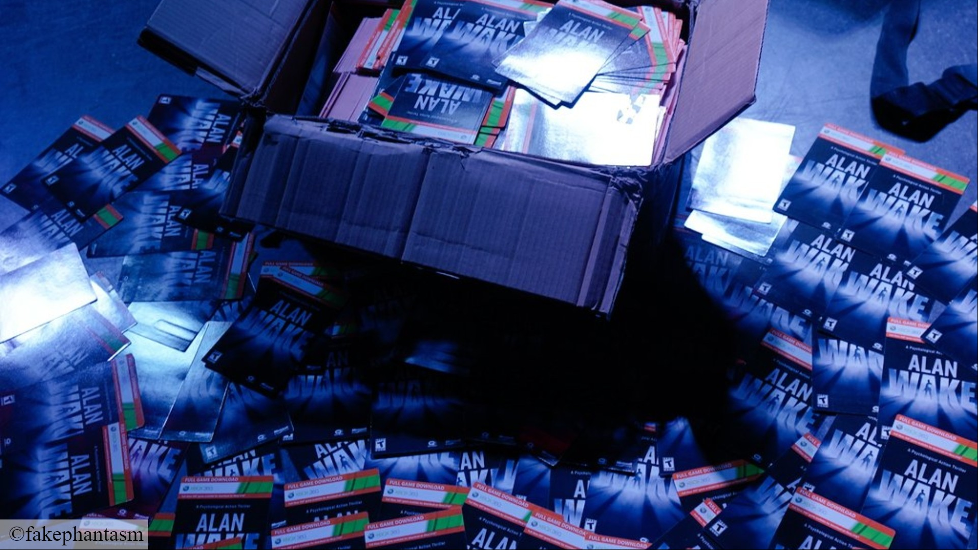 Alan Wake Steam horror game: A huge box of Alan Wake  cards