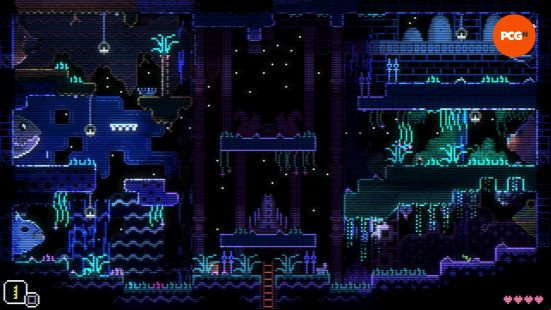 The bright, neon, pixelated world of Animal Well, one of the best platform games.