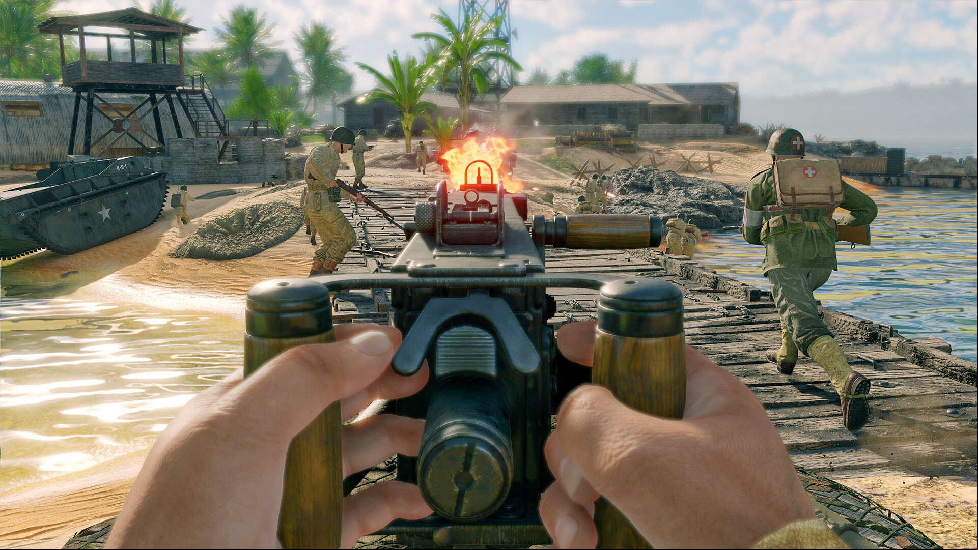 Enlisted Steam FPS game removed: A soldier firing a gun in Steam FPS game Enlisted