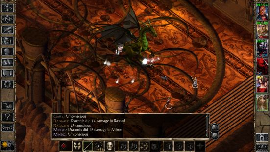 Games like BG3: the heroes are desperately fighting against a green dragon.