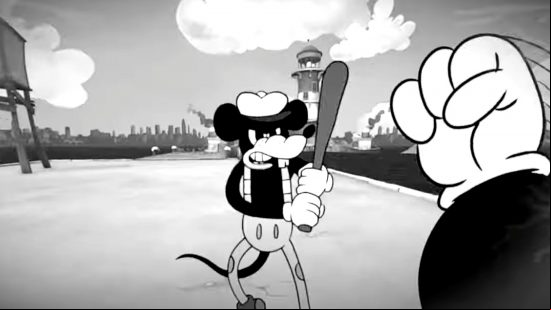 An enemy mouse approaches the player with a baseball bat in FPS game Mouse.