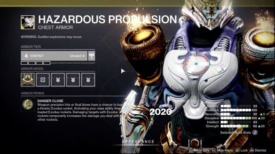 The Final Shape exotics: Hazardous Propulsion in the inspection menu