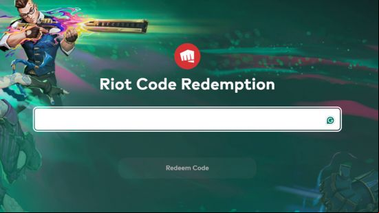 The Valorant codes redeem screen on the Riot website.
