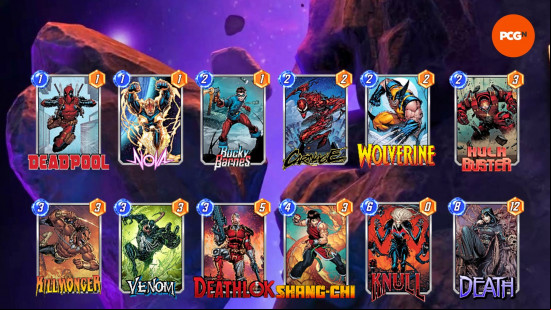 Twelve cards that make up the best Destroy Marvel Snap deck in the current meta.