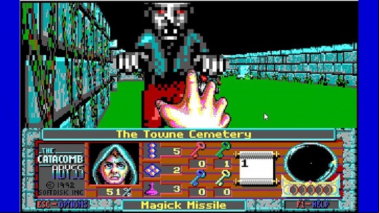 EGA graphics: Catacaombs 3D game screenshot