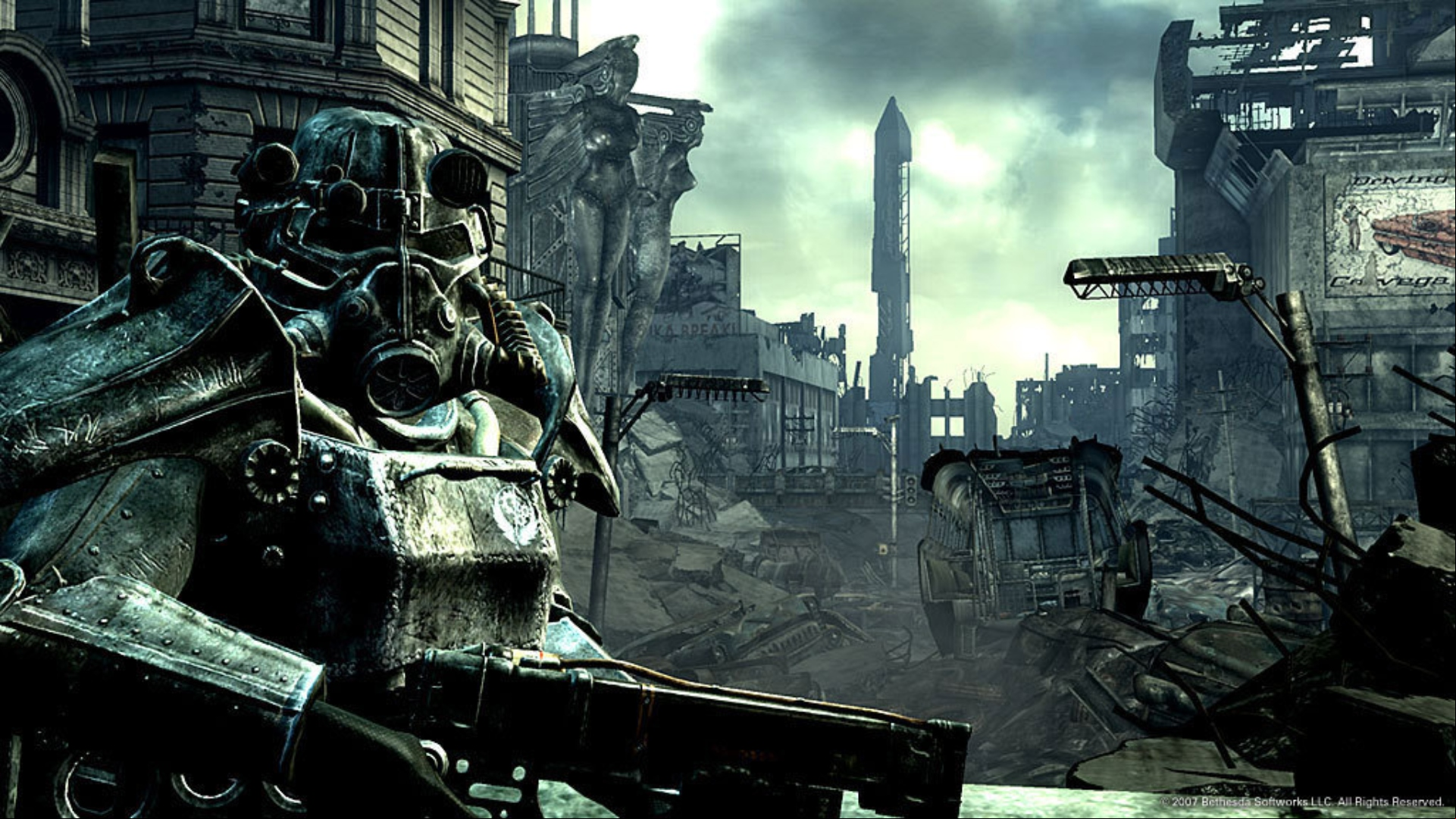 Fallout Vaults: A soldier in heavy armor from Bethesda RPG Fallout 3