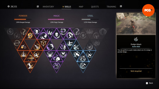 the dodge attack skill on the flintlock skill tree