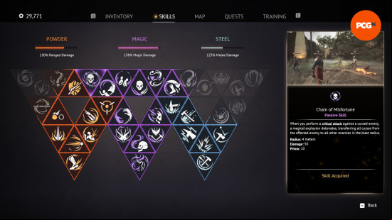 the misfortune skill on the flintlock skill tree