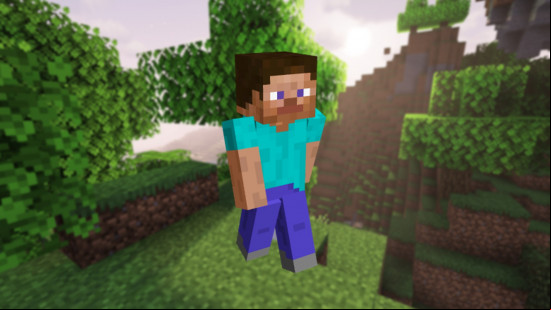 A Minecraft Steve skin without his signature goatie.