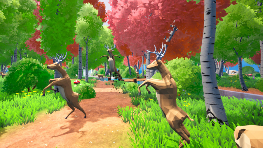 three deer standing on their hindlegs in a forest