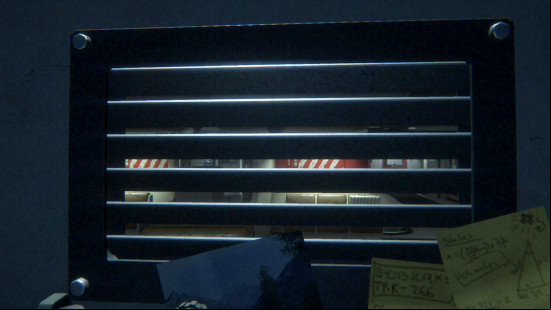 A player hides in a locker in Alien Isolation.