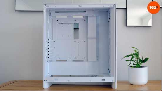 NZXT H7 Flow RGB 2024 review: Interior shot showing motherboard tray