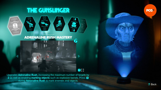 Sheriff Quint, one of the Star Wars Outlaws experts, and her unlockable abilities.