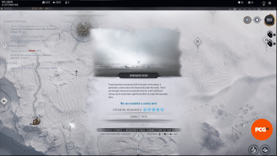 The options to establish a Frostpunk 2 colony or leave an area to the frost appear to the player.