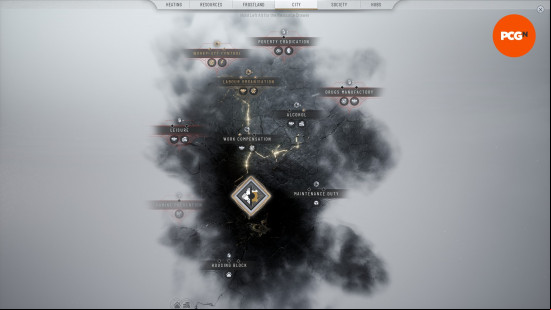Frostpunk 2 tips: One of the six pages of the research tree in Frostpunk 2.
