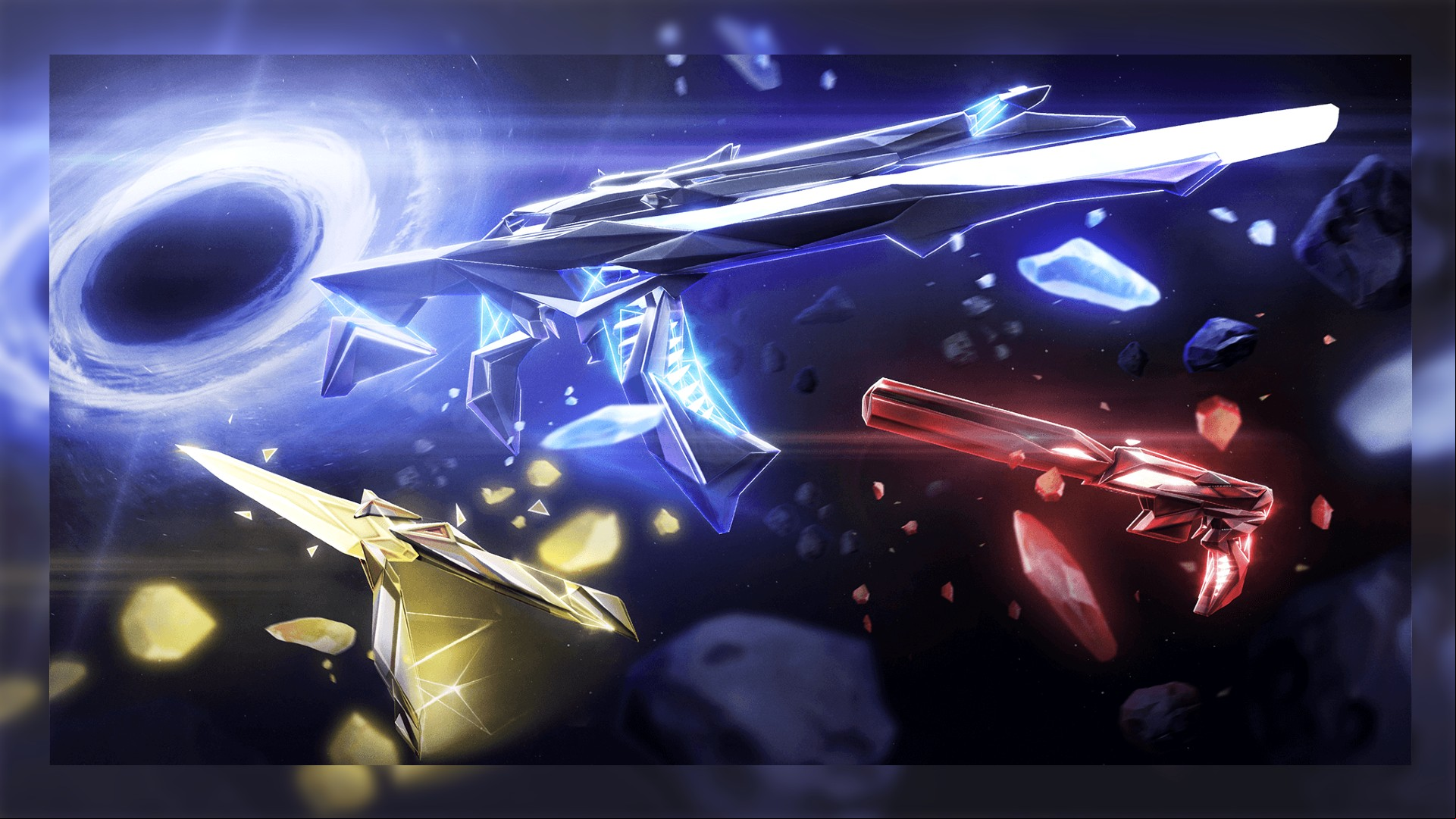 Three news Valorant weapon skins as part of the Episode 9 Singularity set.