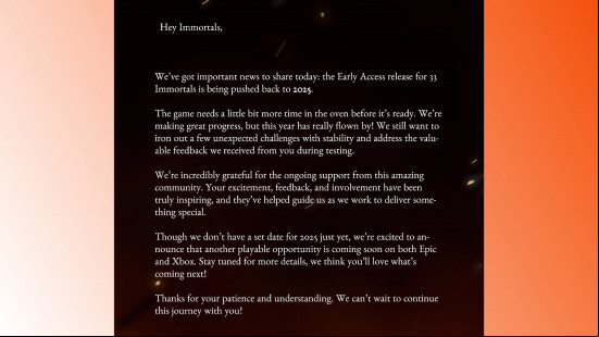The full text from the delay announcement post.