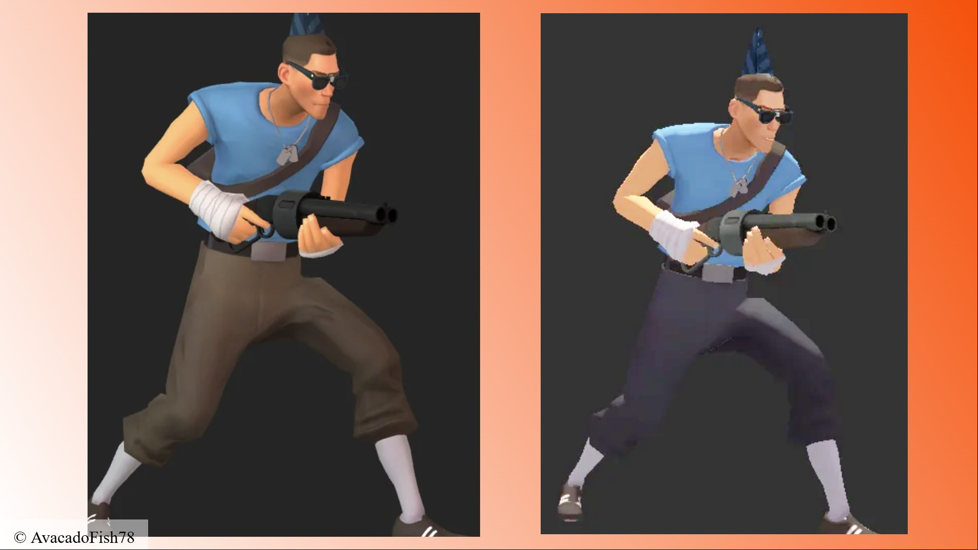 New Team Fortress 2 update: A comparison of the Blue Scout in Valve FPS game Team Fortress 2