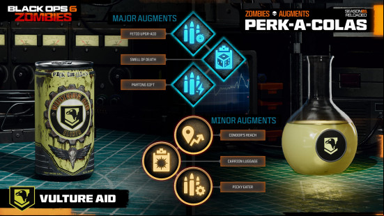 A yellow Black Ops 6 Zombies Perk-A-Cola called Vulture Aid.