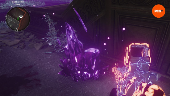 A player aims their gun at a Dark Aether crystal, breaking which is one of the ways to get the Black Ops 6 Zombies Ray Gun Wonder Weapon.