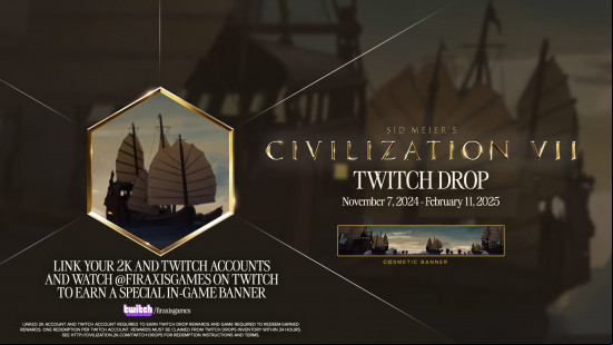 An infographic detailing new Civilization 7 Twitch drops and how to claim.