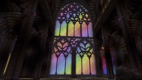 Minecraft build ideas: A beautiful gothic stained glass window built in Minecraft.